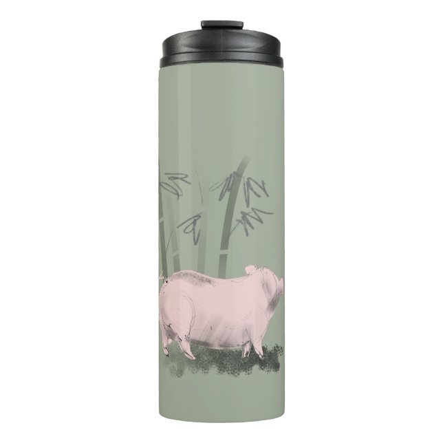 Bouteilles Isothermes Dessin original Cochon et bambou Paruline thermiqu (Devant)