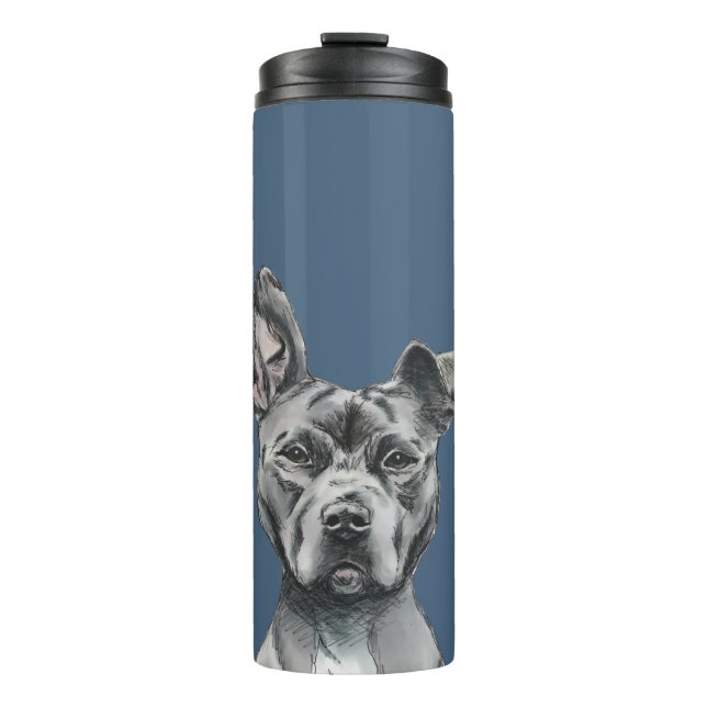 Bouteilles Isothermes Dessin Stalky gris de chien de pitbull (Devant)