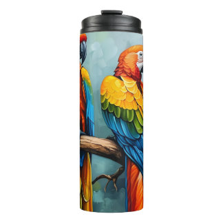Bouteilles Isothermes Deux perroquets sur une branche Arbre Peinture à l