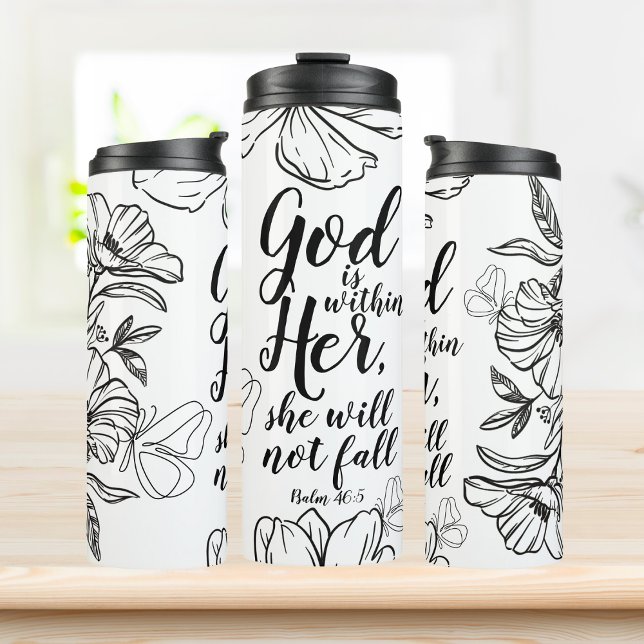 Bouteilles Isothermes Dieu est dans son psaume 46:5 Bible Verse Don (God is within her she will not fall. Psalm 46:5)