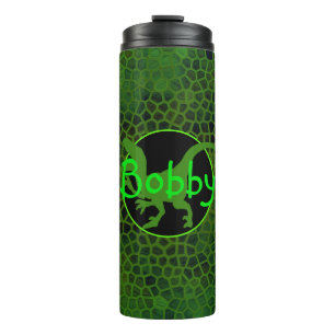 Bouteilles Isothermes Dinosaure Vert Personnalisé Cacher