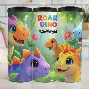 Bouteilles Isothermes Dinosaures Bébés Colorés Rugissent Forêt