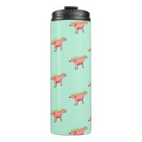 dinosaures roses motif sur bleu pâle