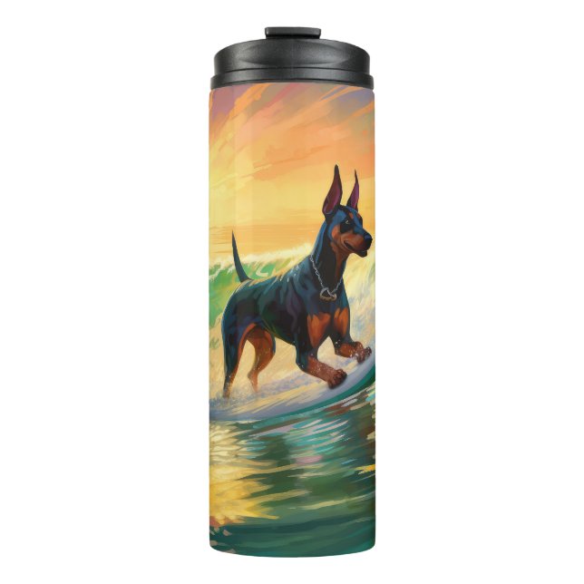 Bouteilles Isothermes Doberman Beach Surf Peinture (Devant)