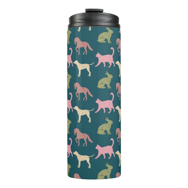 Bouteilles Isothermes Dog Cat Horse Animal Silhouettes Pattern (Devant)
