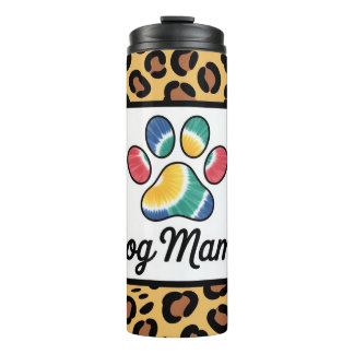 Bouteilles Isothermes Dog Mama Tie-Dye Paw Print Leopard Pattern Design