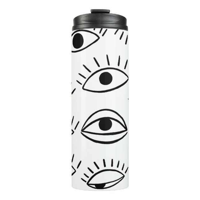 Bouteilles Isothermes Doodle eye, motif créatif sans couture. (Devant)
