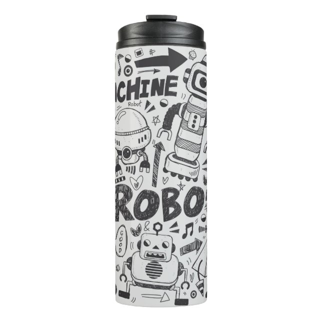 Bouteilles Isothermes doodle robot element, illustrator line tools drawi (Devant)