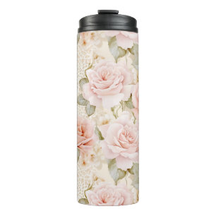 Bouteilles Isothermes Douce Mariée Fleurs Roses Roses Blush
