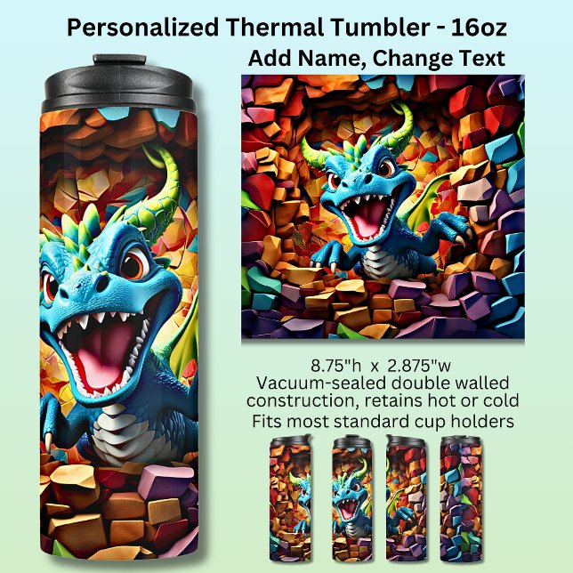 Bouteilles Isothermes Dragon Bébé Bleu Aqua (Créateur téléchargé)