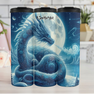 Bouteilles Isothermes Dragon Bleu Sous Pleine lune