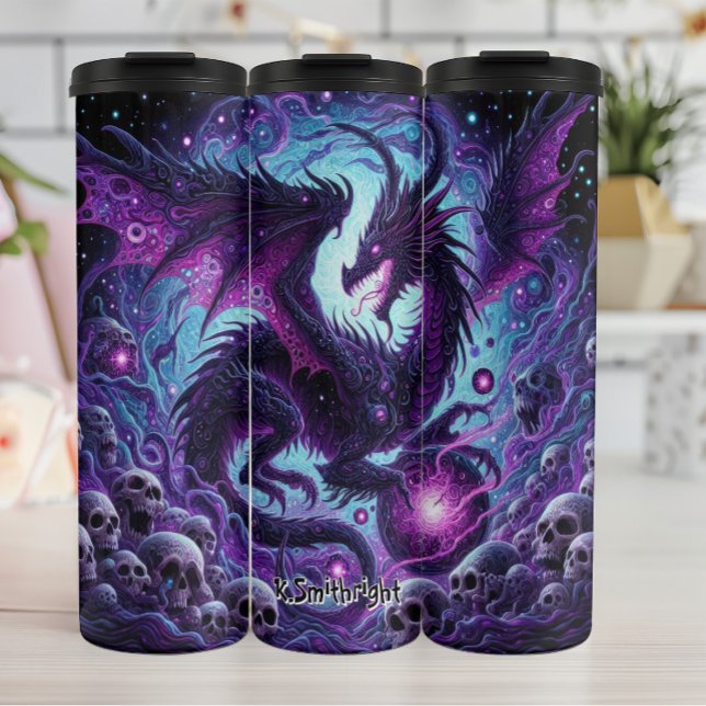 Bouteilles Isothermes Dragon cosmique au milieu des crânes (Créateur téléchargé)