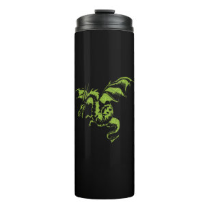 Bouteilles Isothermes Dragon Vert sur Fond Noir