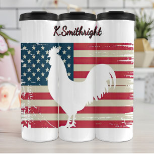 Bouteilles Isothermes Drapeau américain avec un coq blanc