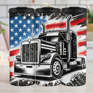 Bouteilles Isothermes Drapeau américain monochrome Semi-camion
