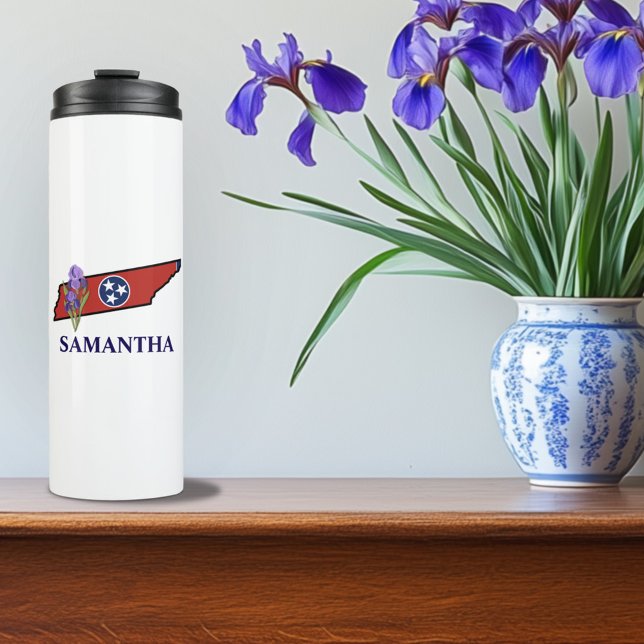 Bouteilles Isothermes Drapeau du Tennessee avec fleur d'état Iris texte  (Créateur téléchargé)