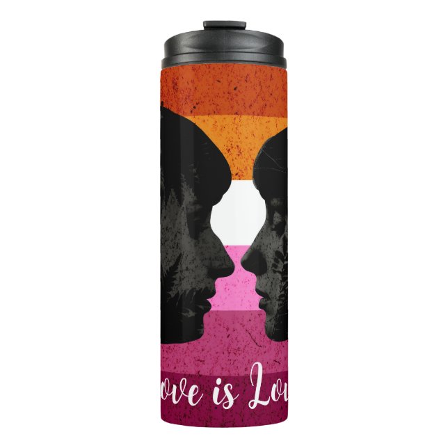 Bouteilles Isothermes Drapeau lesbien avec deux silhouettes de femme (Devant)