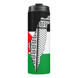 Bouteilles Isothermes Drapeau palestinien et carte avec Motif Keffiyeg