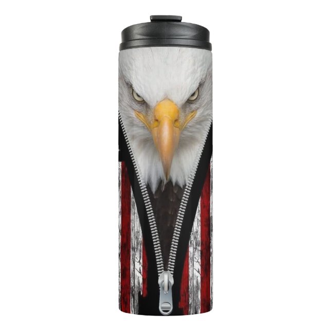 Bouteilles Isothermes Drapeau Patriotique Bald Eagle Zipper USA (Devant)