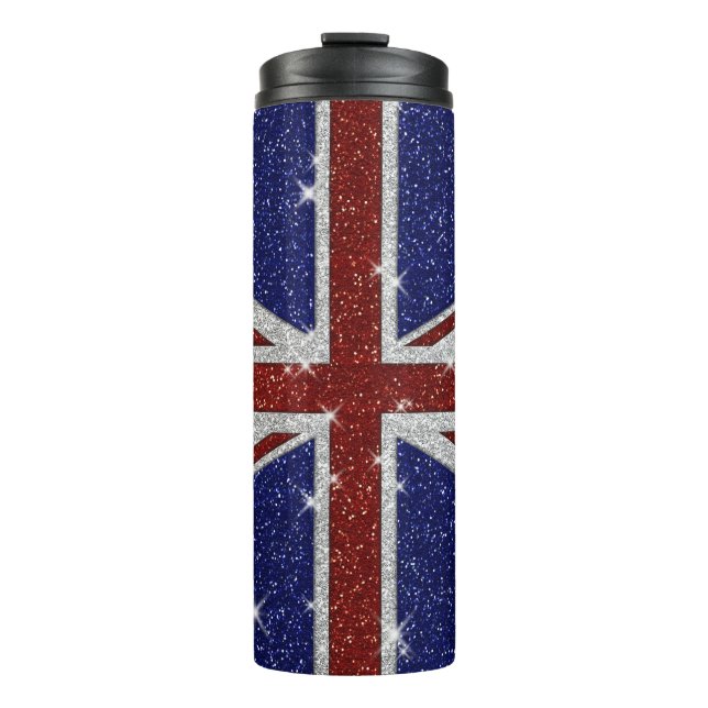 Bouteilles Isothermes Drapeau Union Jack brillant parties scintillant (Devant)