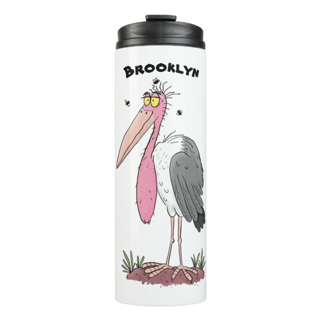 Bouteilles Isothermes Drôle dessin animé de cigogne en marabou (Devant)