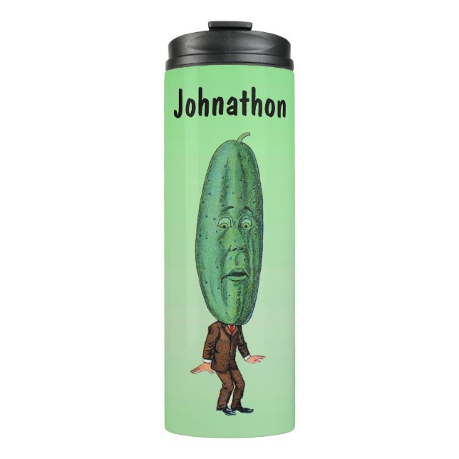 Bouteilles Isothermes Drôle homme de tête de chiche vert avec costume ve (Devant)
