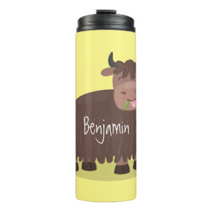 Bouteilles Isothermes Drôle joyeux yak mangeant de l'herbe dessin d'illu