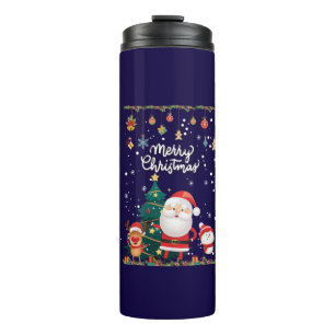 Bouteilles Isothermes Drôle Père Noël, Snowman, Reindeer Joyeux Noël