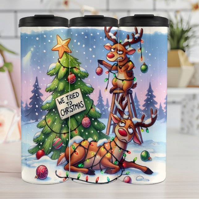 Bouteilles Isothermes Drôle renne Essayer de Noël (Créateur téléchargé)