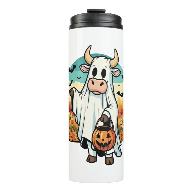 Bouteilles Isothermes Drôle vache fantôme d'Halloween (Devant)
