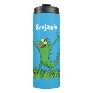 Bouteilles Isothermes Drôle vert souriant animé lézard d'iguane