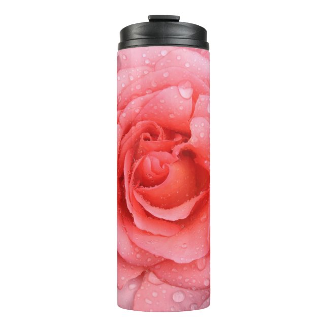 Bouteilles Isothermes Drops d'eau rose romantique (Devant)