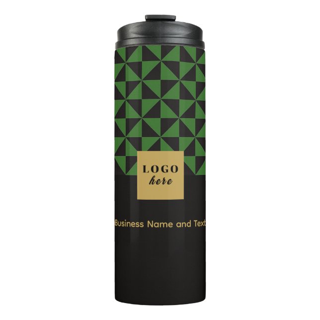Bouteilles Isothermes Duo noir et vert - Logo d'affairesParleur thermiqu (Devant)