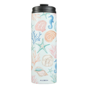 Bouteilles Isothermes Eau de mer océanique Coquillages et monogramme de 
