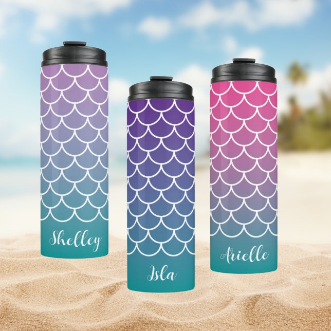 Bouteilles Isothermes Échelle de pêche rose Turquoise de sirène (Créateur téléchargé)