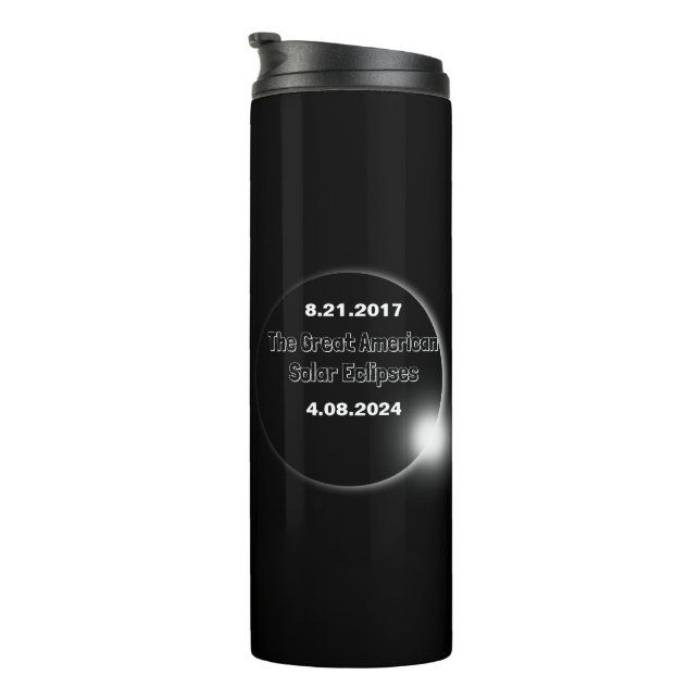 Bouteilles Isothermes Éclipse solaire double date 2024 et 2017 (Tourné sur la droite)