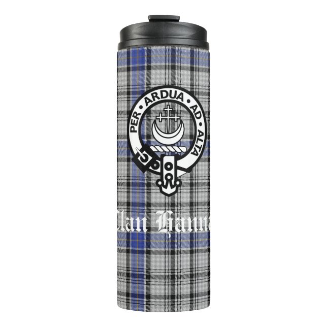 Bouteilles Isothermes Écosse Clan Hannay Crest Badge et Tartan Custom (Devant)