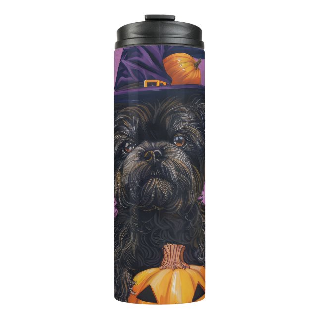 Bouteilles Isothermes Éffrayant Affenpinscher Halloween sorcière et Citr (Devant)