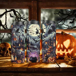 Bouteilles Isothermes Éffrayant Halloween maison hantée Sorcière et Citr