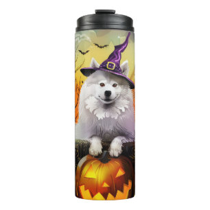 Bouteilles Isothermes Éffrayant Samoyed Chien Halloween sorcière et Citr