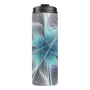 Bouteilles Isothermes Elégance Moderne Bleu Gris Blanc Fractage Art Flow
