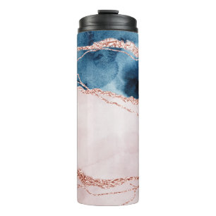 Bouteilles Isothermes Élégance mystique   Turquoise Bleu et Rose Or Agat