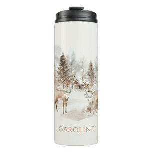 Bouteilles Isothermes Élégant Cerf de la Forêt Rustique d'Hiver