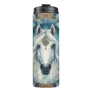 Bouteilles Isothermes Elégant Cheval Blanc Intricte tête Mandala