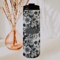 Elégant crâne floral foncé sur noir Personnalisé