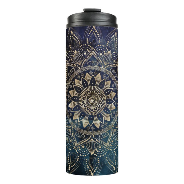 Bouteilles Isothermes Elégant Mandala Gold Blue Galaxy (Devant)