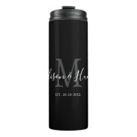 Élégant Monogramme noir Mariage nouvellement marié