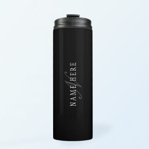 Bouteilles Isothermes Élégant Monogramme personnalisable Noir gris bla