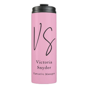 Bouteilles Isothermes Élégant Monogramme Professionnel Rose clair