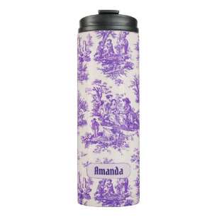 Bouteilles Isothermes Élégant monogramme vintage violet toile de jouy